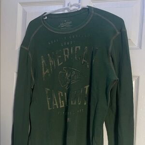 American Eagle Outfitters Men's Dark Green Crewneck Sweater